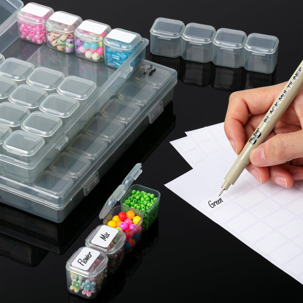 Mr. Pen-Bead Storage Containers, 28 Grids, 2 Pack, Grey, 160pcs Label Stickers, Bead Organizer, Craft Organizers and Storage - image 5