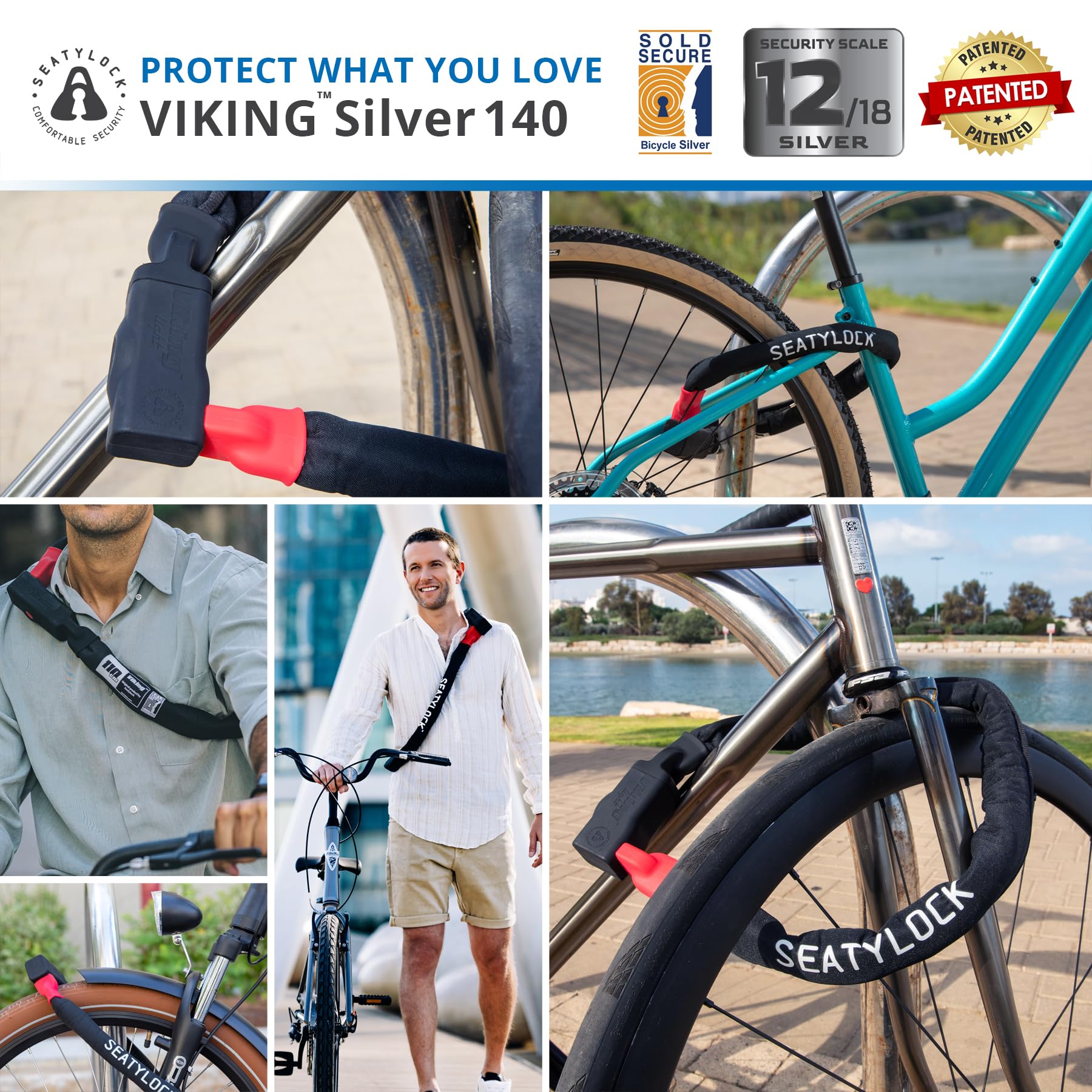 Seatylock Viking Bike Chain Lock – Sold Secure Silver Hardened Steel