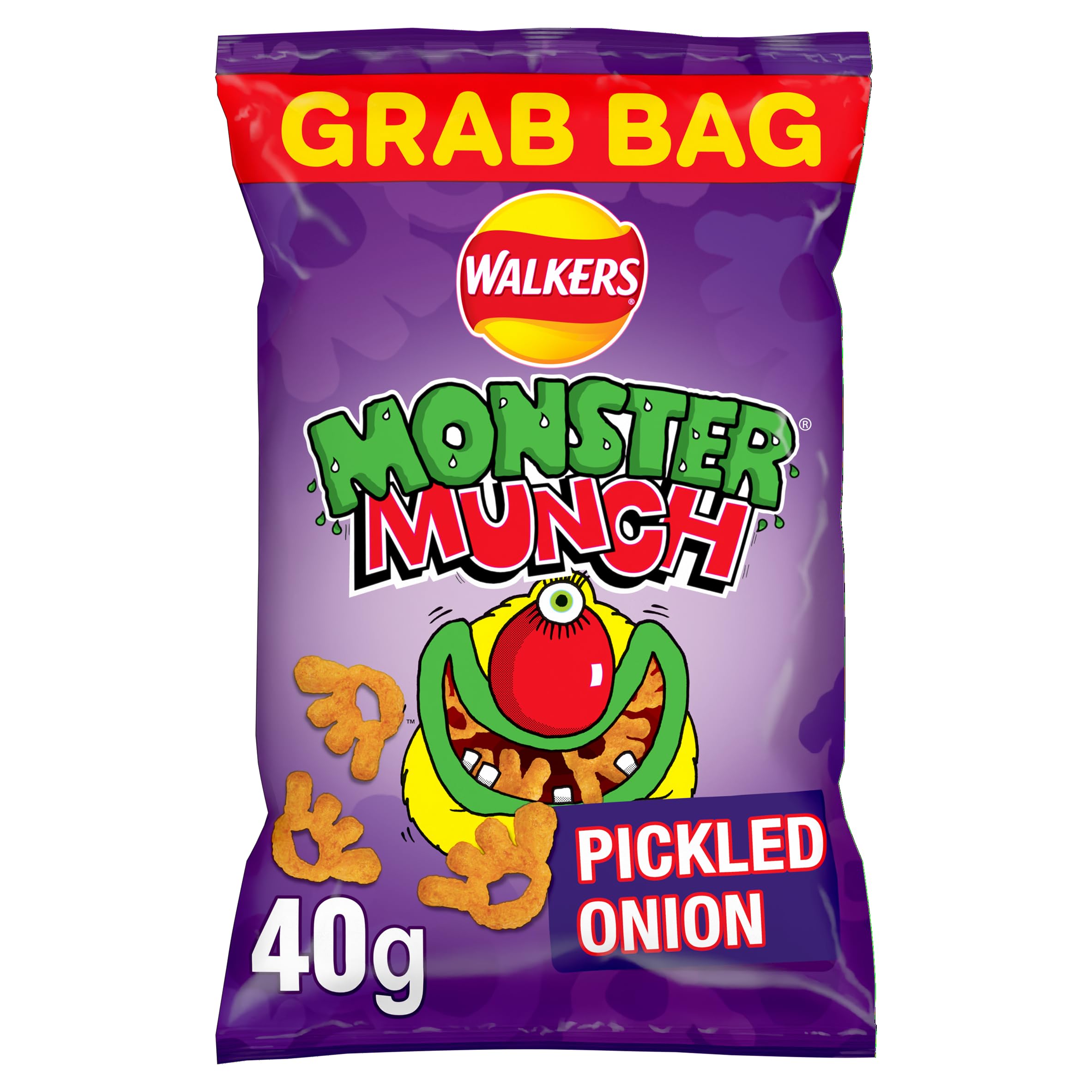 Walkers Monster Munch Pickled Onion Crisps - 40g Snacks (Case of 35)