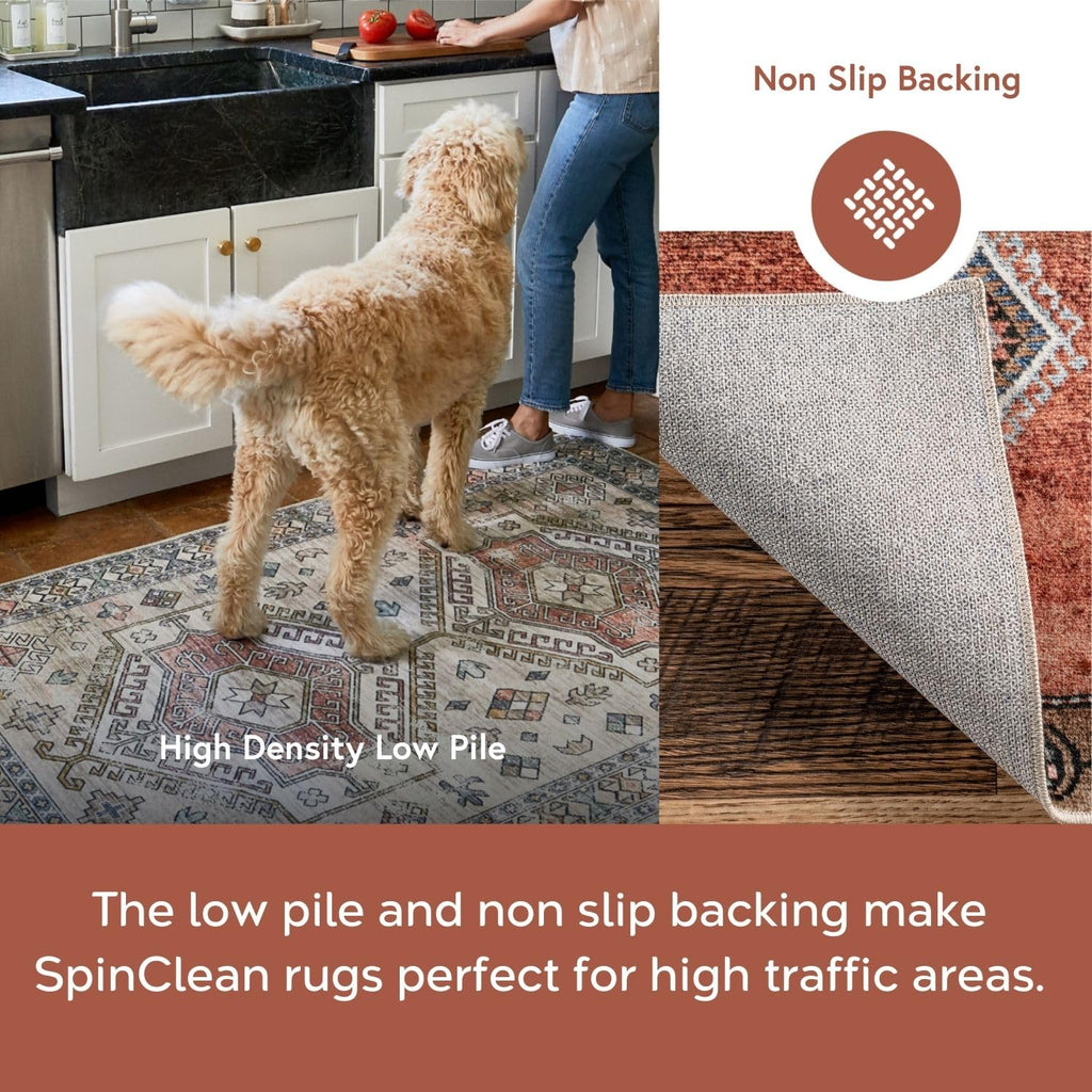 nuLOOM Eleanor Machine Washable Distressed Medallion Area Rug, 5x8, Multi