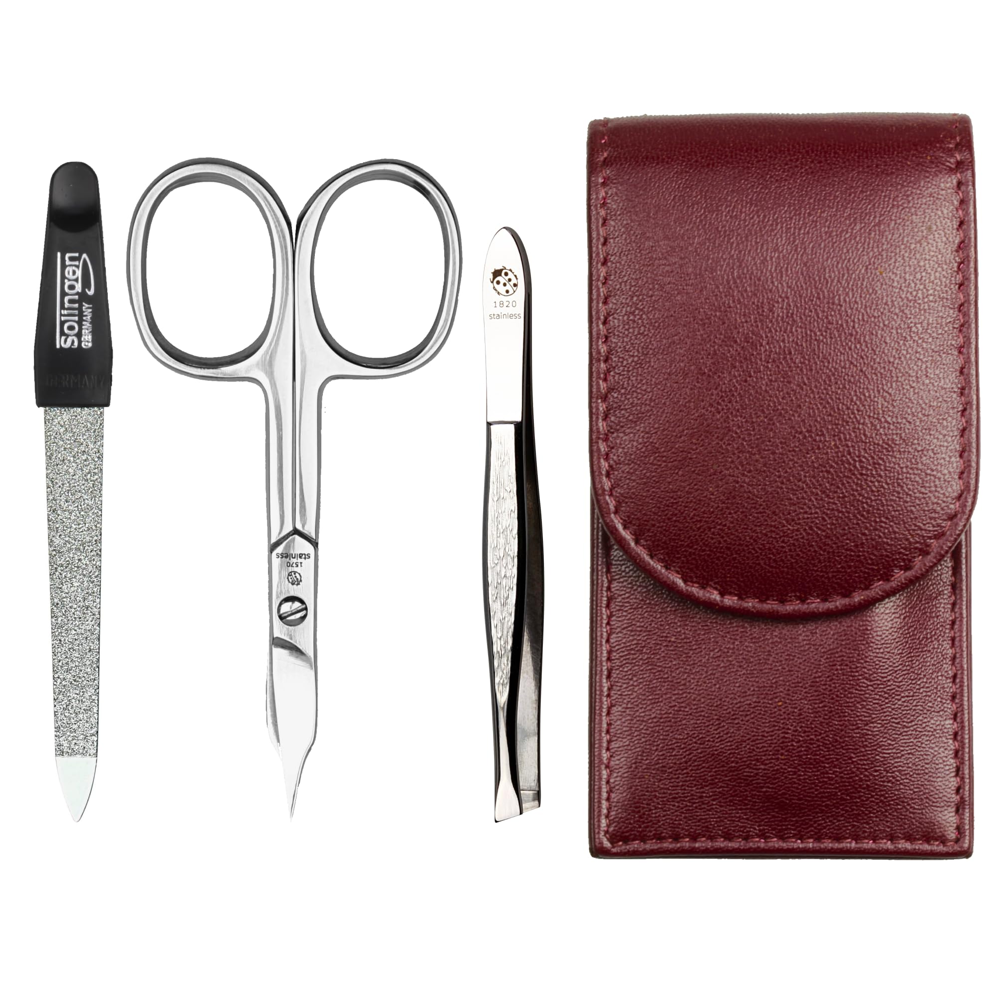 Hans Kniebes 3-Piece Manicure Set | Nappa Lambskin Leather Case