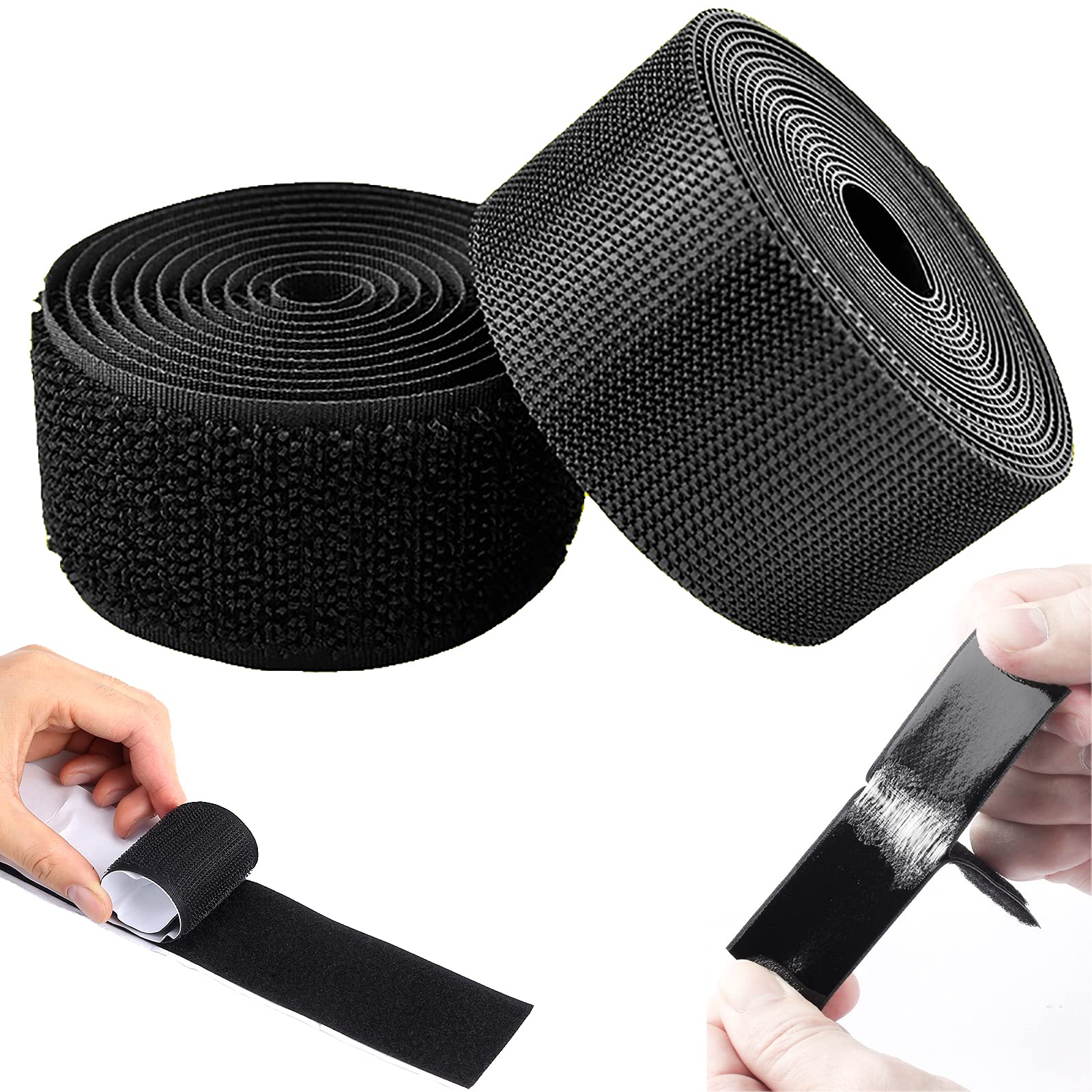 GuangTouL 5M Heavy Duty Hook and Loop Tape – Black Adhesive Fastener