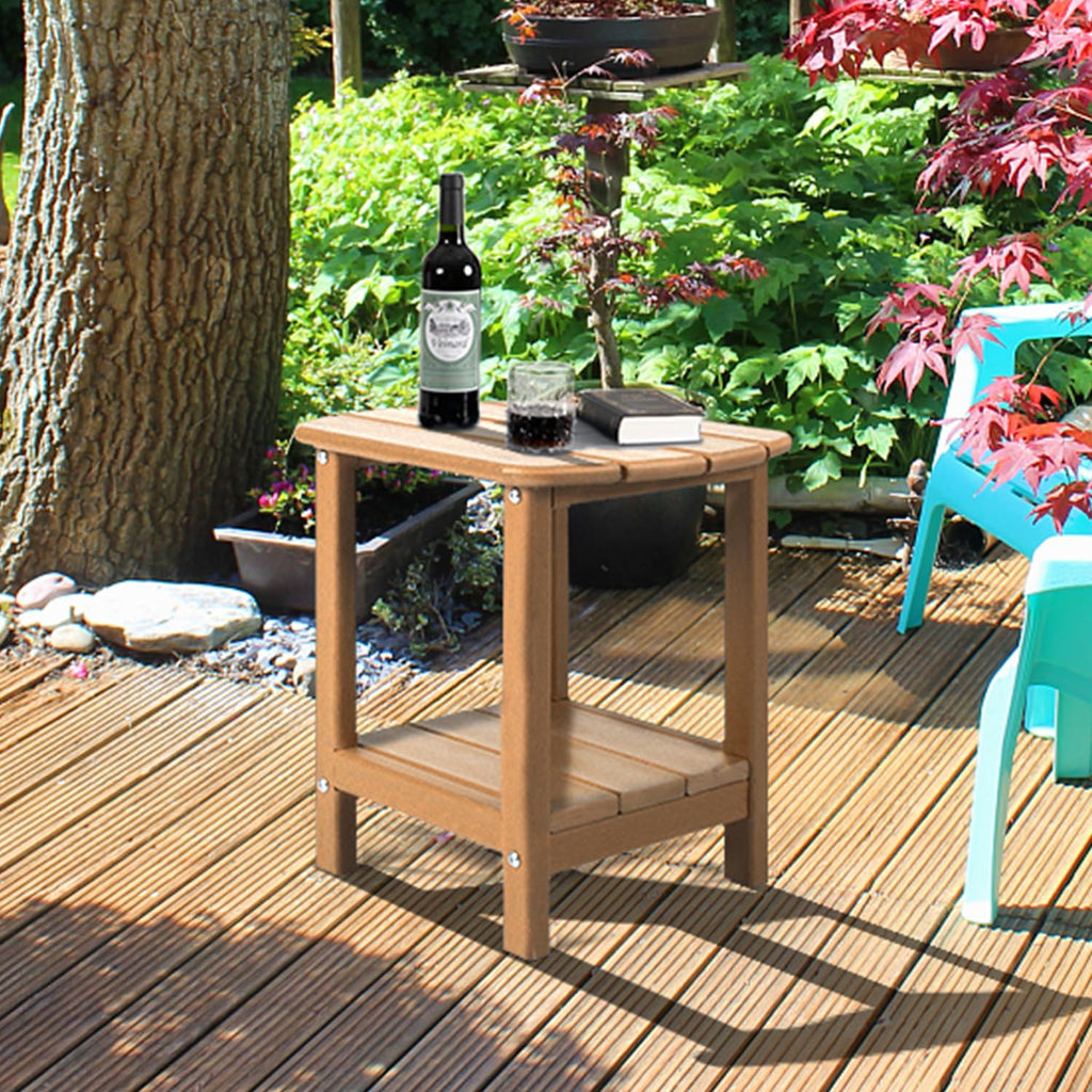 NALONE 2-Tier Adirondack Side Table | Weatherproof HDPE Outdoor End Table