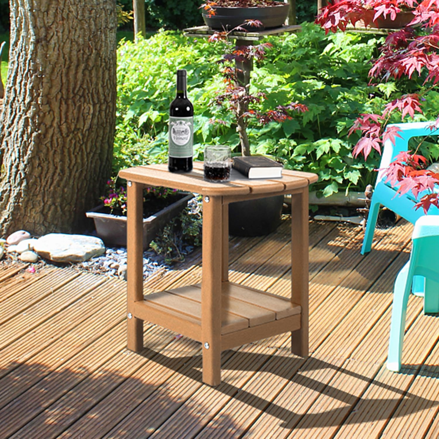 NALONE 2-Tier Adirondack Side Table | Weatherproof HDPE Outdoor End Table