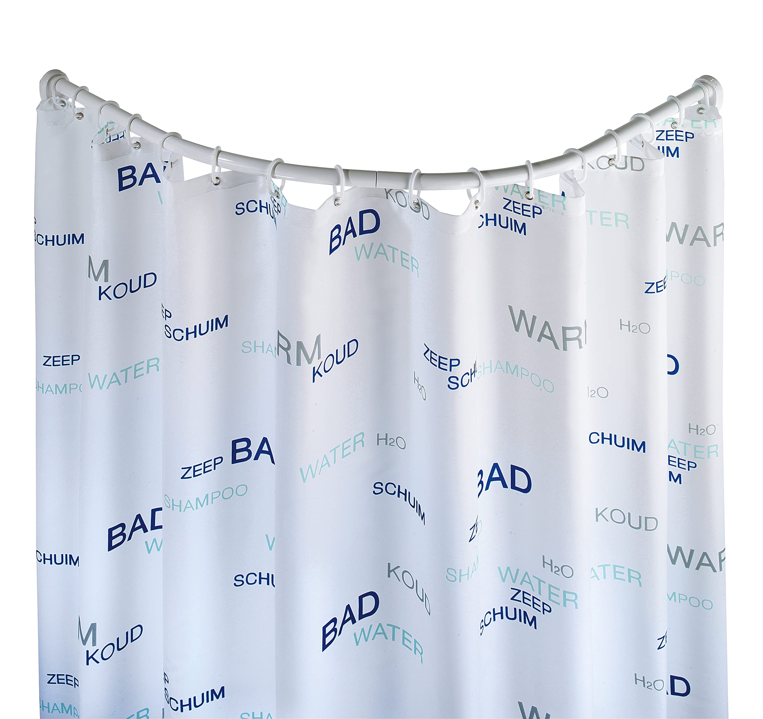 Wenko Curved Corner Shower Rod – White Aluminium – 80x80 to 90x90 cm