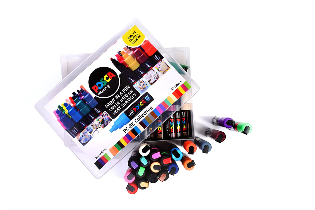 POSCA PC-8K Paint Pens – 33 Color Set – Broad Chisel Tip Markers