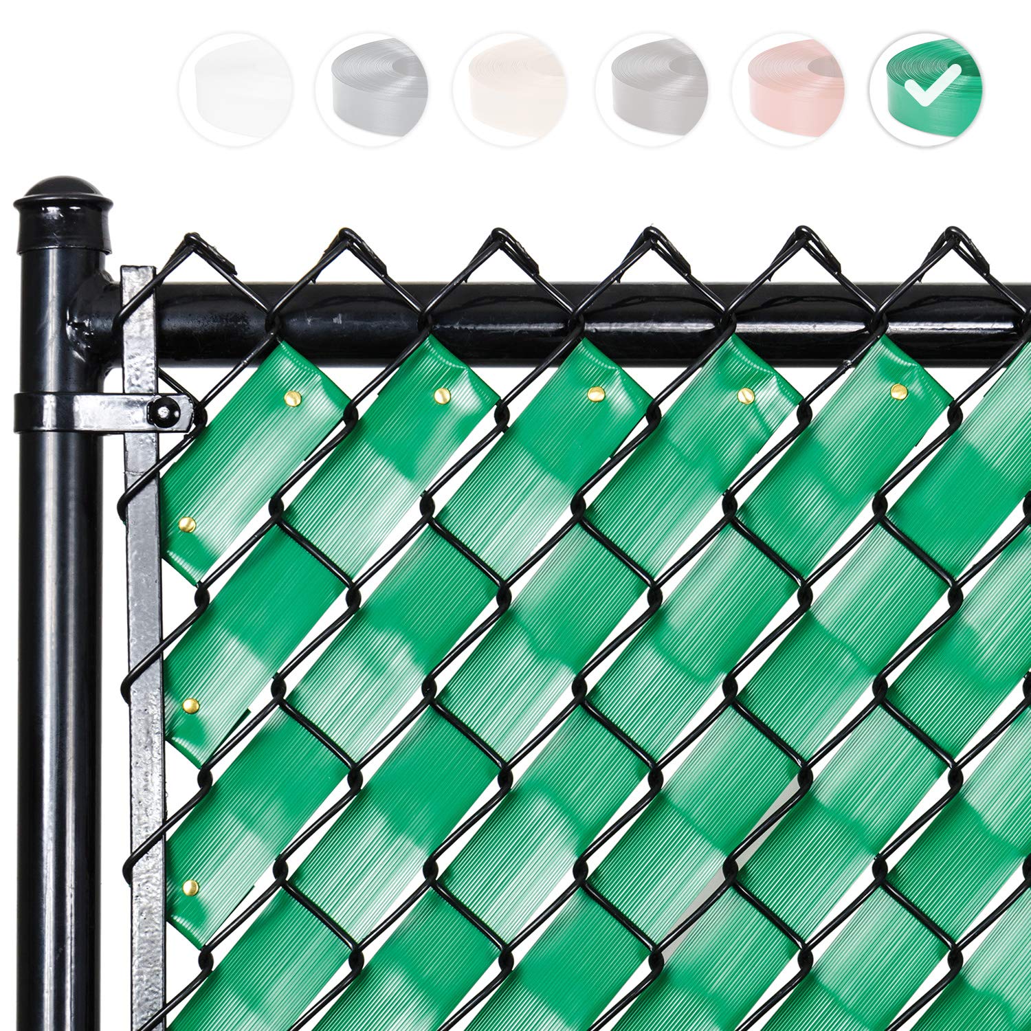 Fenpro Chain Link Fence Privacy Tape - Emerald Green 250ft Roll with Fasteners