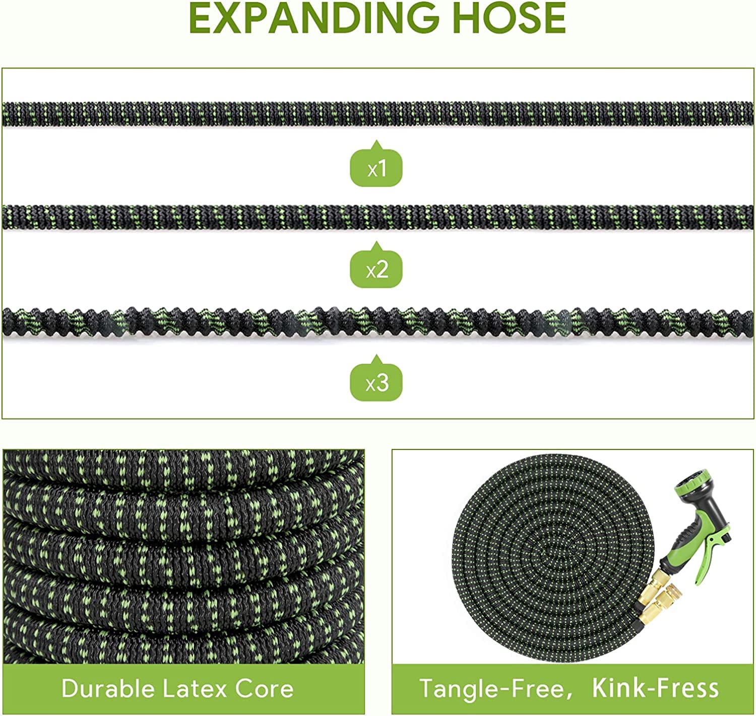 Jolof Store 75FT Expandable Garden Hose | Kink-Free Flexible Water Hose