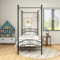JURMERRY Single Canopy Bed Frame – Ornate Steel Headboard, 3ft