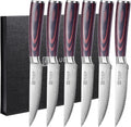 PAUDIN 6-Piece Serrated Steak Knife Set | 4.5" Stainless Steel & Pakkawood