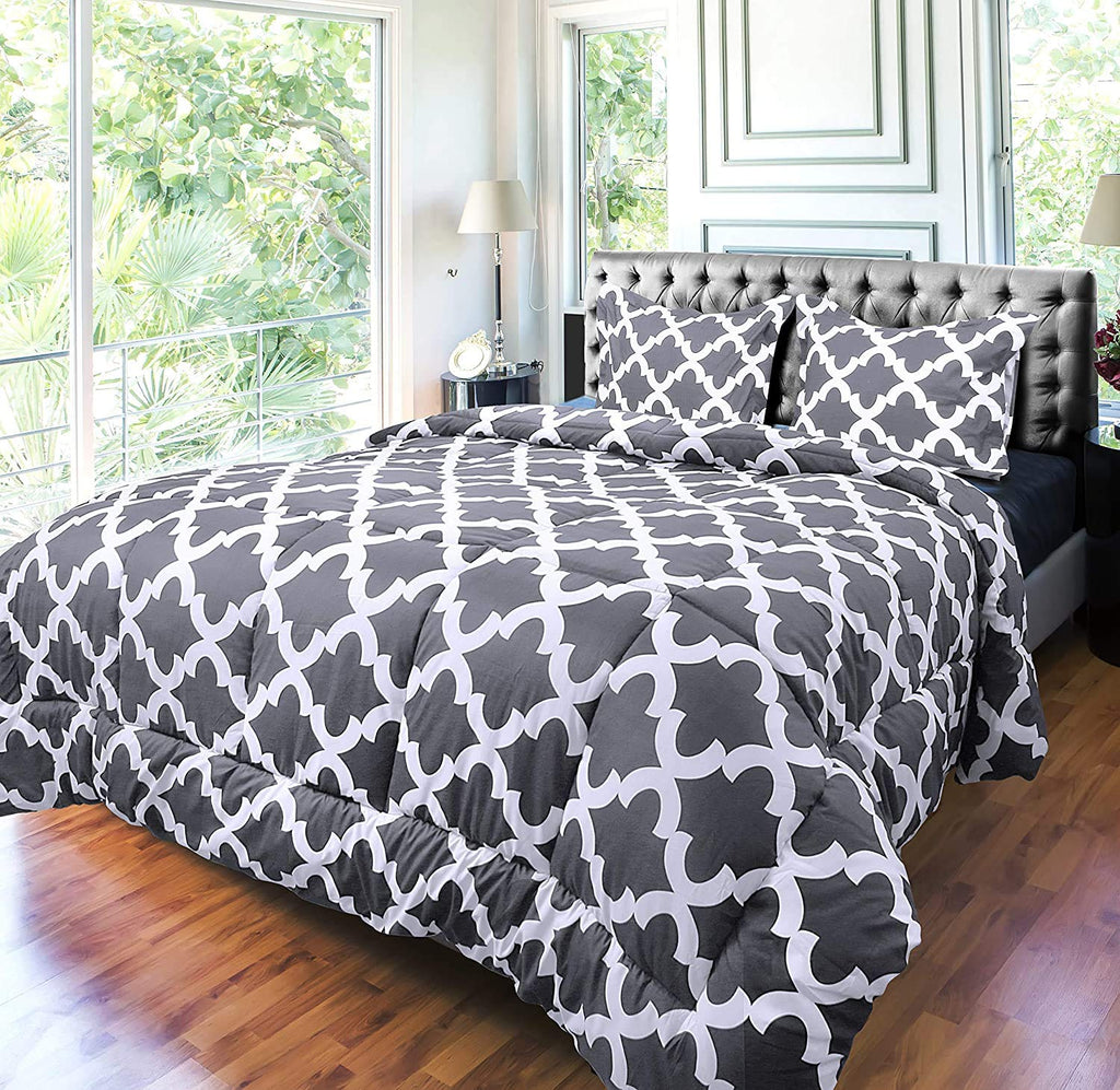 ComfyWell Double Coverless Duvet - Anti-Allergy Microfiber Quilt Set, Grey