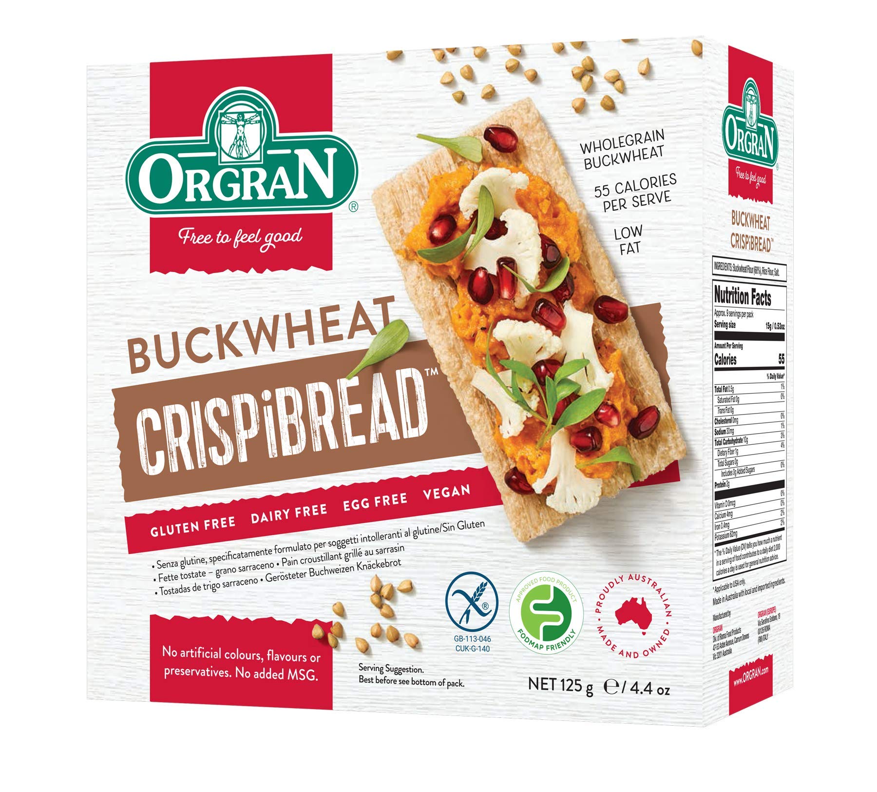 Orgran Buckwheat Crispbread – Gluten Free & Vegan Crackers - 6 x 125g