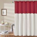 Lush Decor Linen Button Shower Curtain – 72x72 Red & White Farmhouse Style