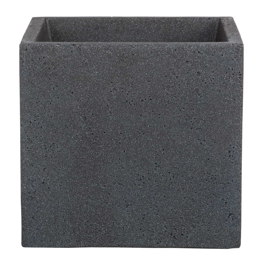 Scheurich C-Cube Planter - Stony Black Concrete Look Plastic, 40cm
