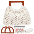 WEBEEDY Macrame Bag DIY Kit for Beginners | Boho Purse with Wood Handle