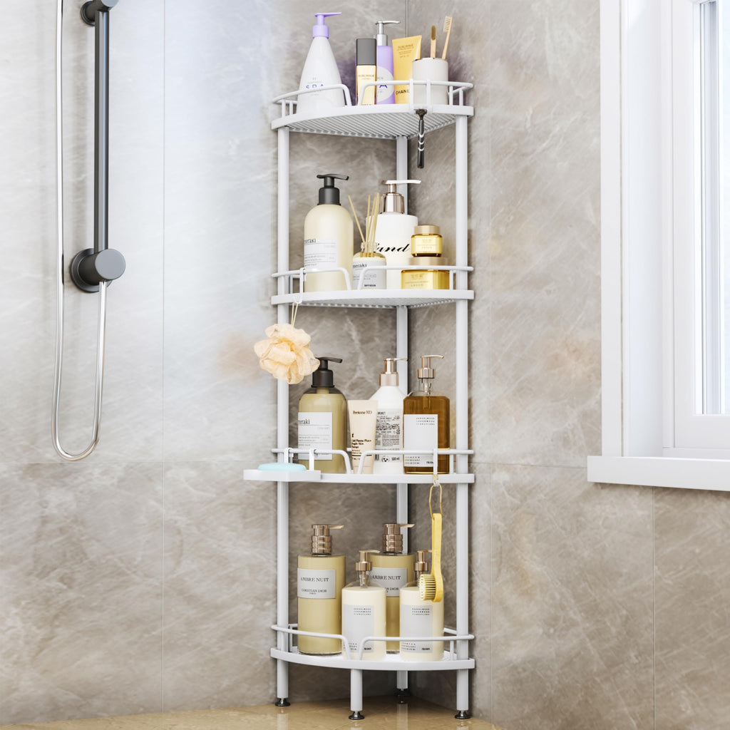 SWTYMIKI 4-Tier Corner Shower Caddy | Rustproof Standing Bathroom Shelf