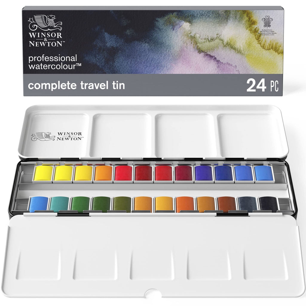 Winsor & Newton Professional Water Colour Set - 24 Half Pans Metal Box