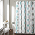 Lush Decor Mid Century Geo Shower Curtain | Blue & Gray Boho Polyester