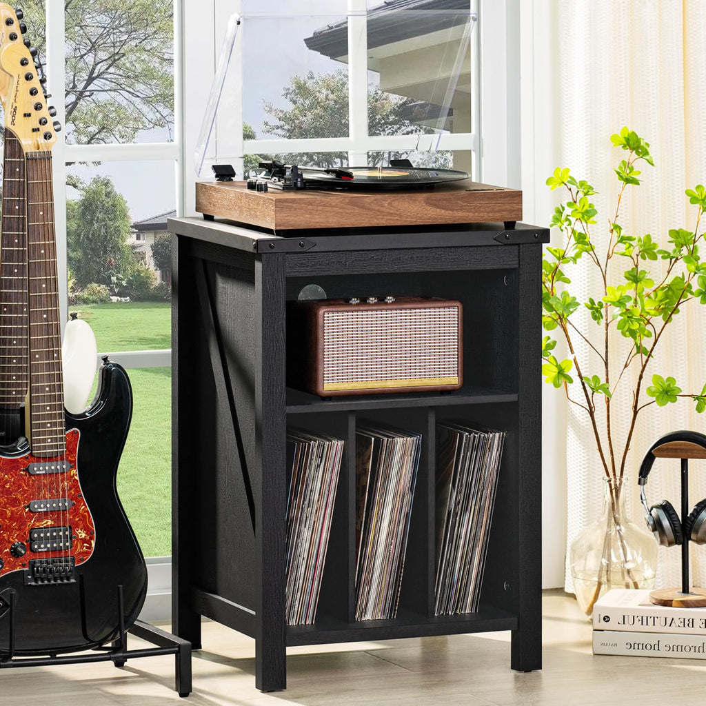 LELELINKY Record Player Stand with Vinyl Record Storage,Black - image 3