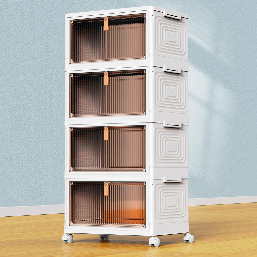 SavvyStor 4-Tier Stackable Storage Boxes | Foldable Plastic Organiser