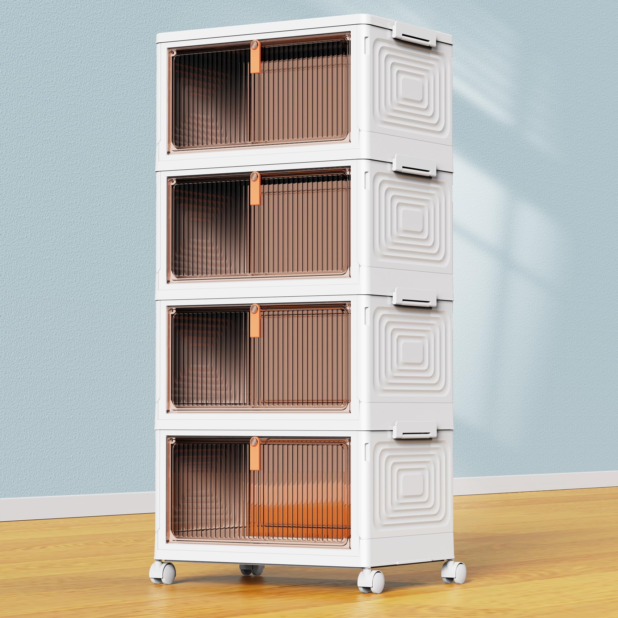 SavvyStor 4-Tier Stackable Storage Boxes | Foldable Plastic Organiser