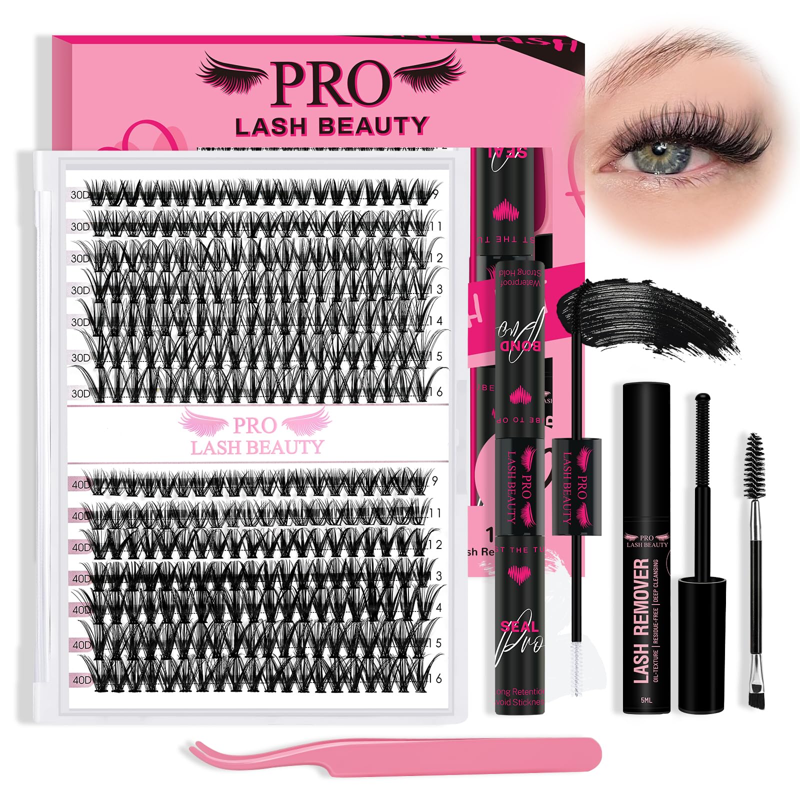 Jolof Store 280pcs Cluster Lashes Kit | 30D+40D Individual Lash Extensions