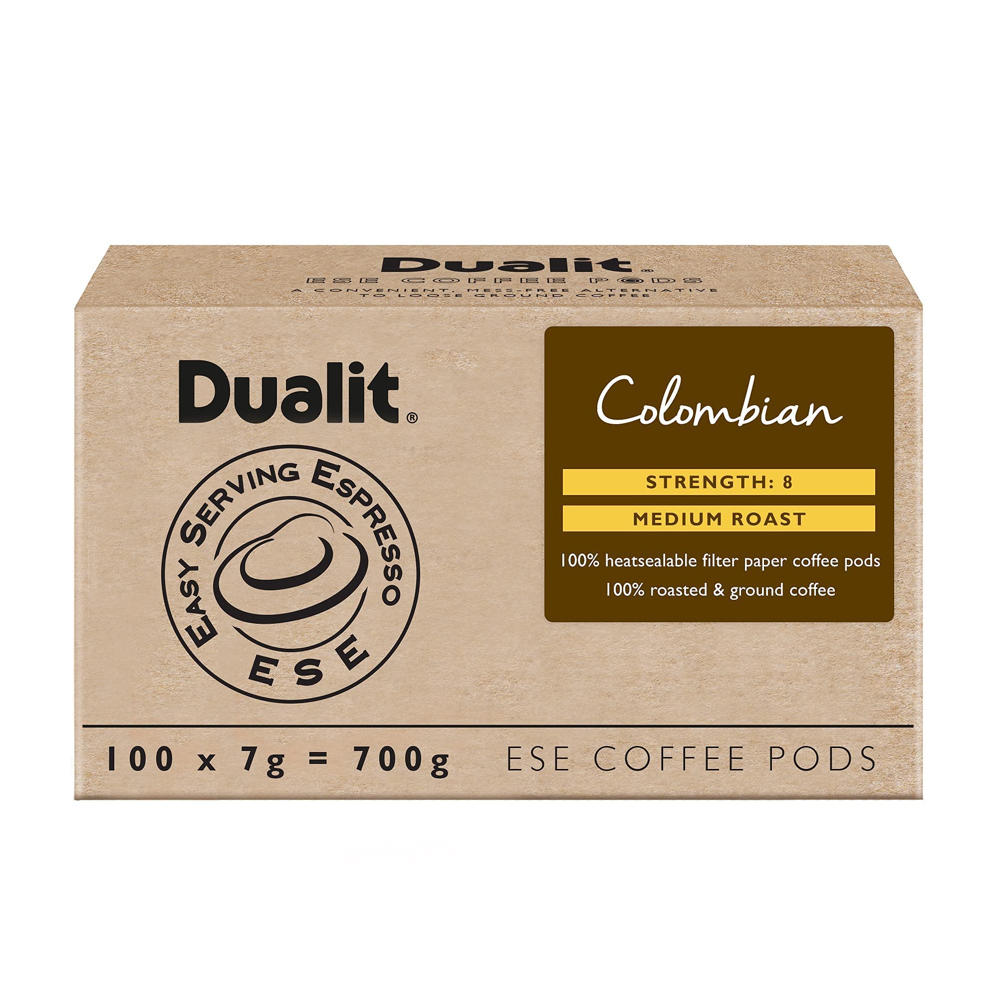 Dualit Colombian ESE Coffee Pods | Medium Roast Single Origin | 100 Pack