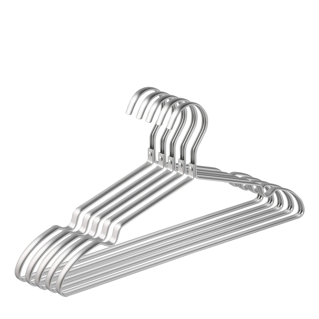 Amber Home Matte Silver Aluminum Coat Hangers - 20 Pack Metal Suit Rack