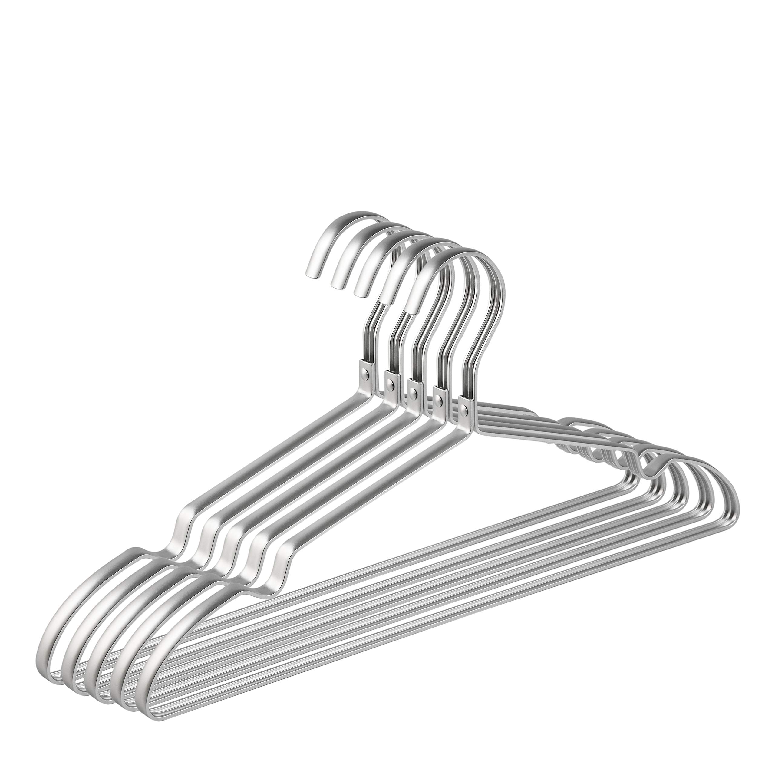 Amber Home Matte Silver Aluminum Coat Hangers - 20 Pack Metal Suit Rack