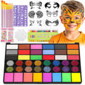 Dynozim Face Painting Kit for Kids | 42 Colors Non-Toxic Makeup with Stencils