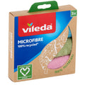Vileda 100% Recycled Microfibre Cleaning Cloths - 3 Pack Multicolor