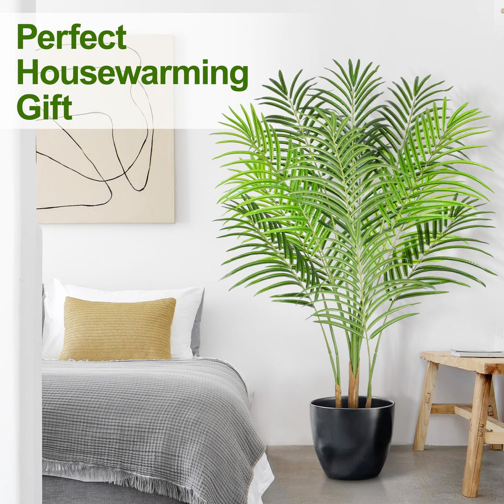 Keeplush 120cm Artificial Areca Palm Tree | Faux Silk Plant with Real Bark