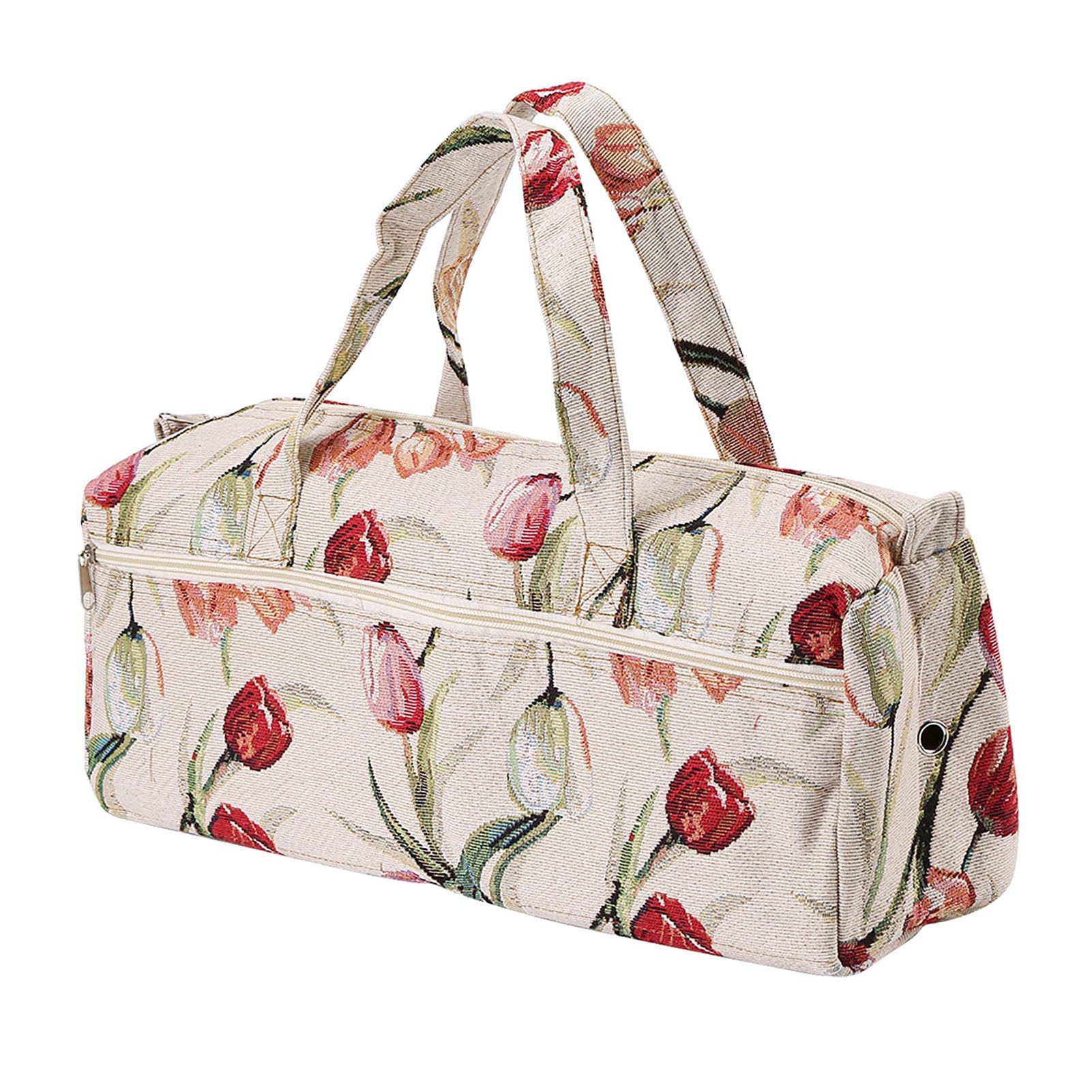 KooingTech Knitting Storage Bag – Rose Jacquard Cotton Linen Tote