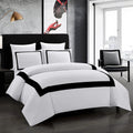 OSVINO Microfiber Duvet Cover Set | Simple Line Hotel Bedding - Black, Double