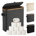 Jolof Store Bamboo Toilet Paper Storage Basket with Lid – Gray Slim Stand