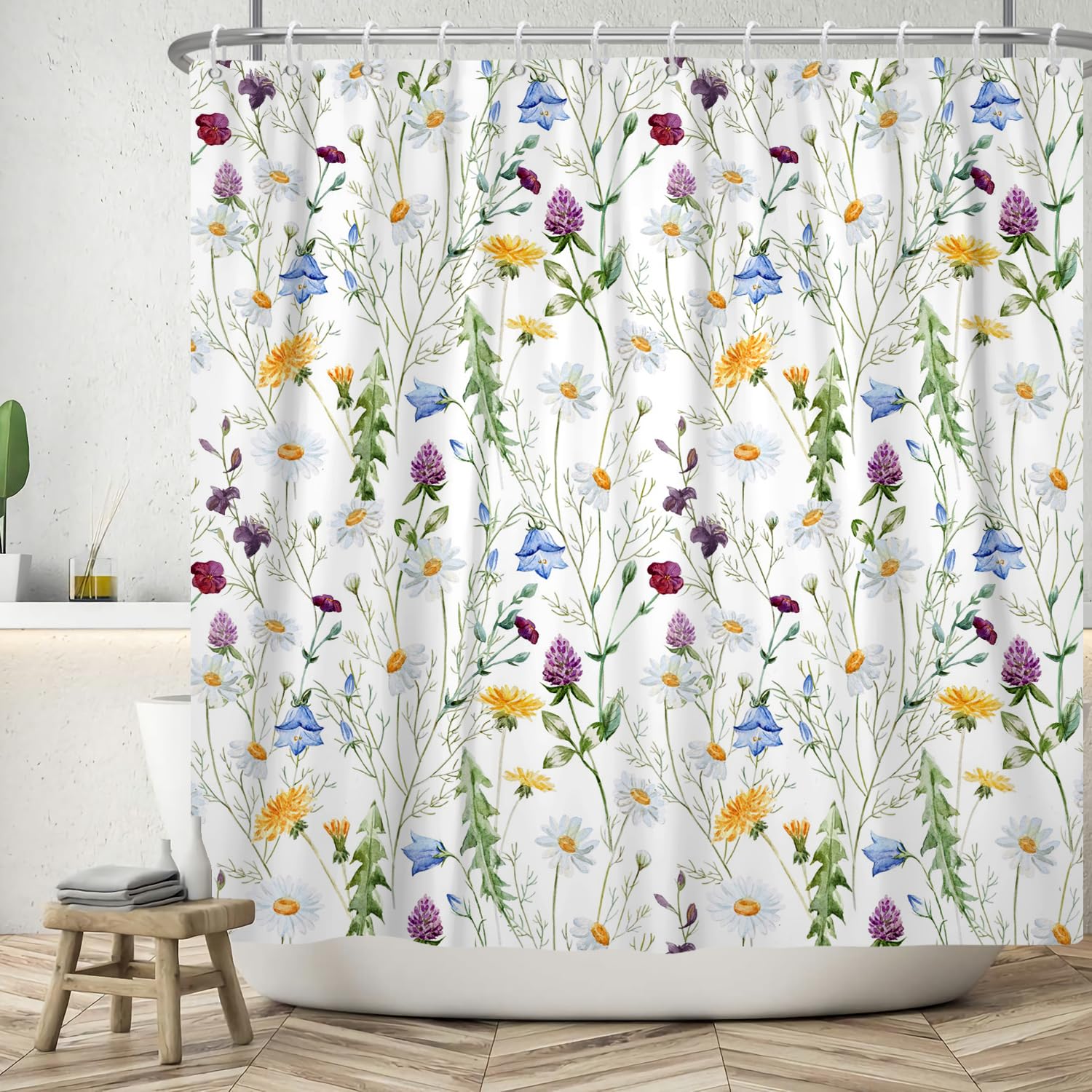 Floral Shower Curtain – Waterproof Polyester, 180x200 cm