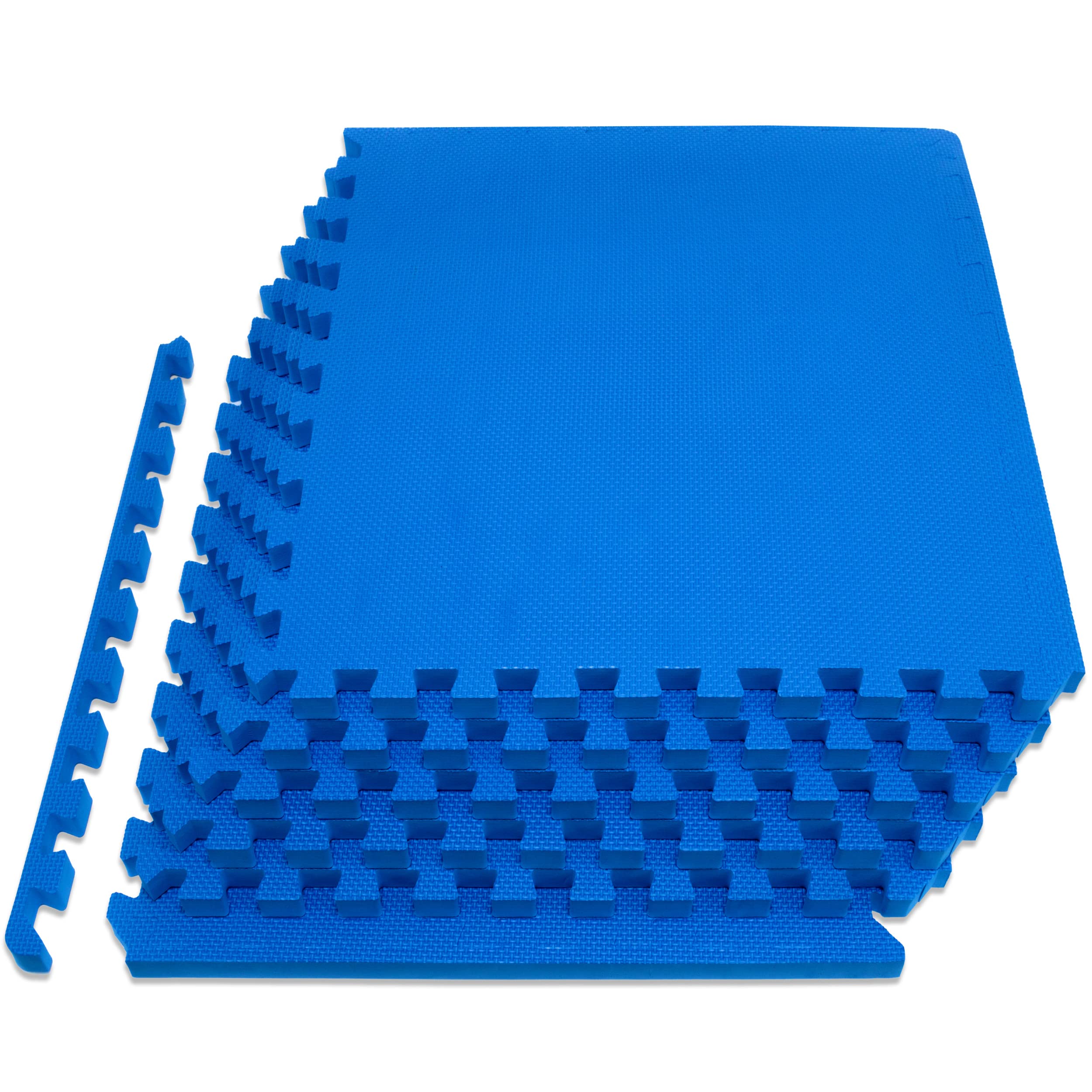 ProsourceFit Extra Thick EVA Foam Interlocking Exercise Mat, Blue, 24 Sq Ft