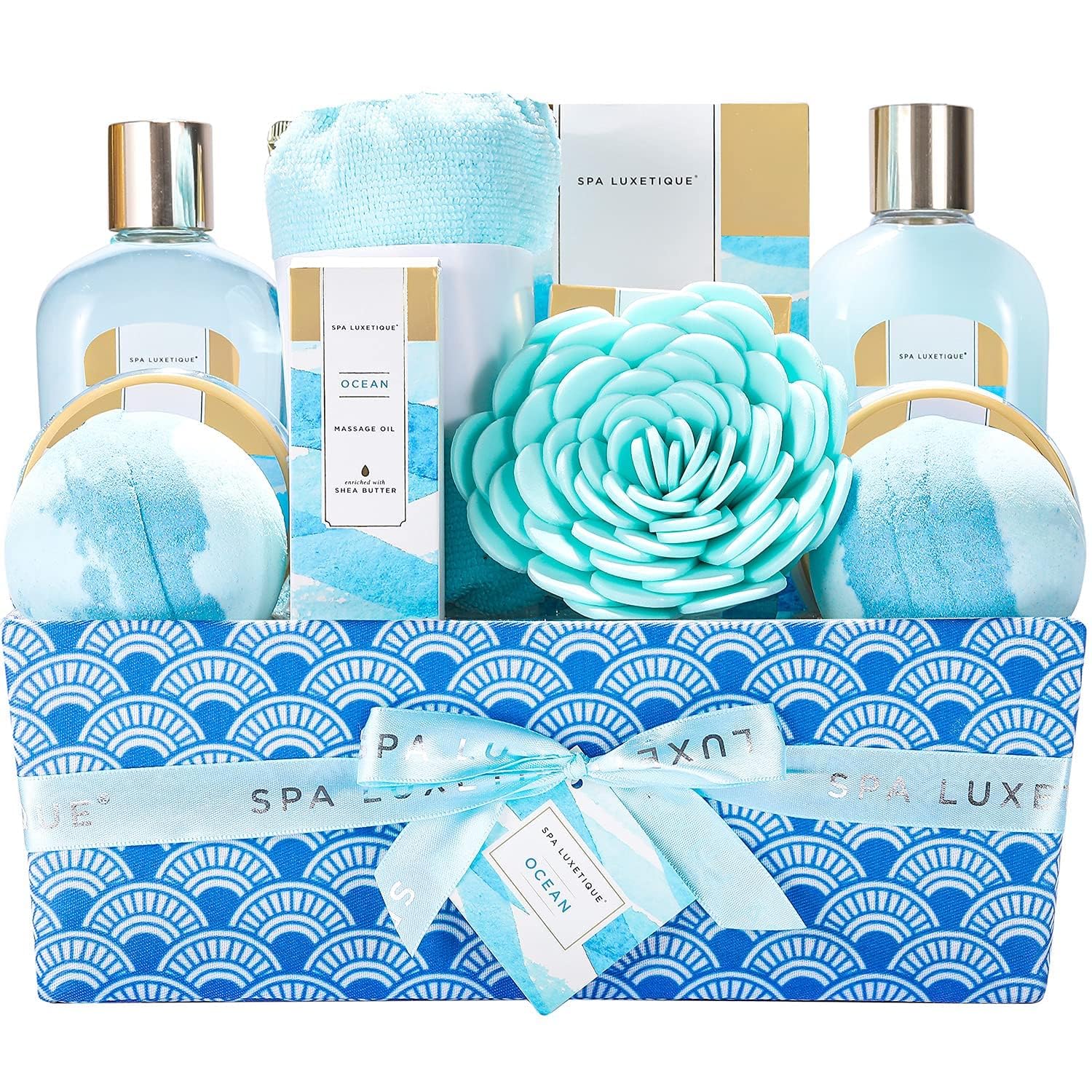 Spa Luxetique 12pc Ocean Spa Gift Set – Bath & Body Pamper Kit for Women