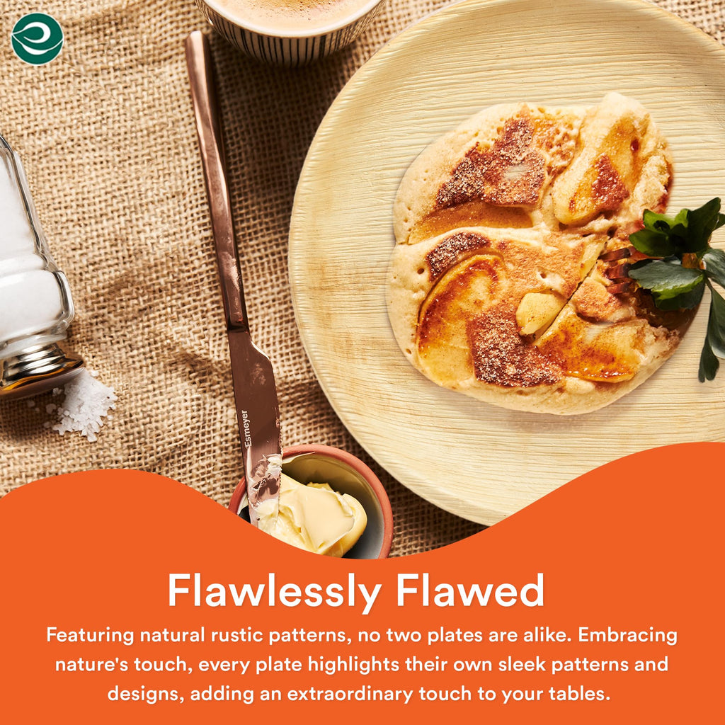 Eco Soul 200-Pack Palm Leaf Plates – 10 Inch Round Compostable Dinnerware