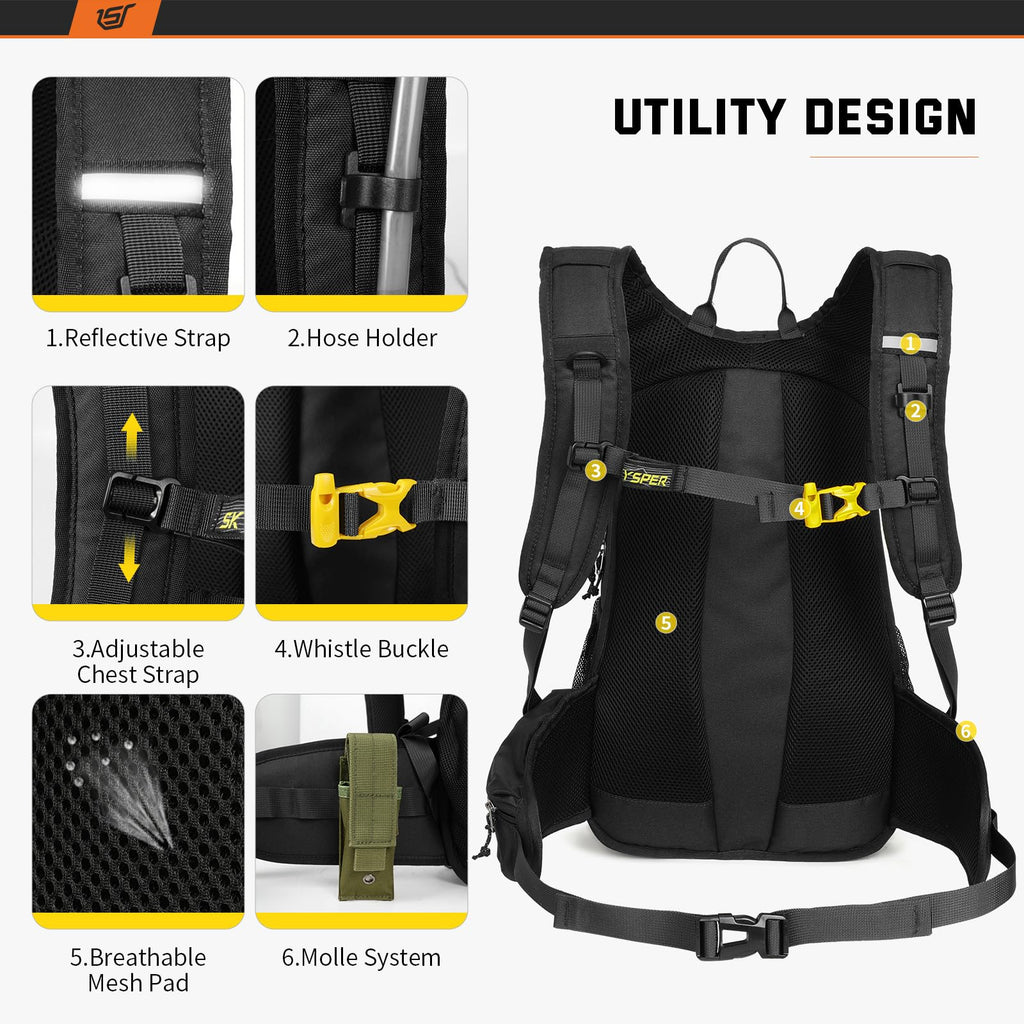 SKYSPER 20L Cycling Backpack | Lightweight Hiking & Biking Rucksack - Black