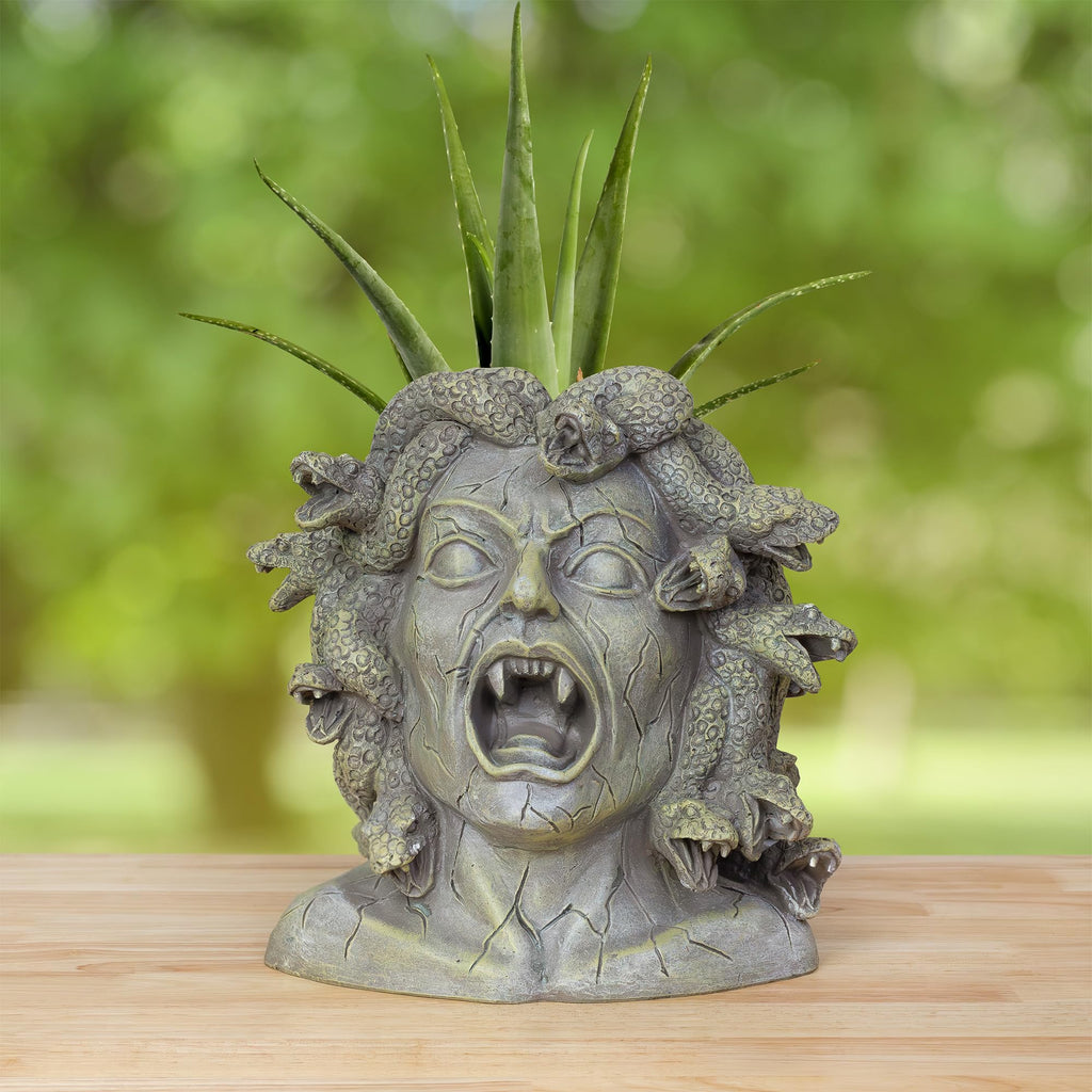 Darware Medusa Head Planter - Large Resin Greek Goddess Garden Statue