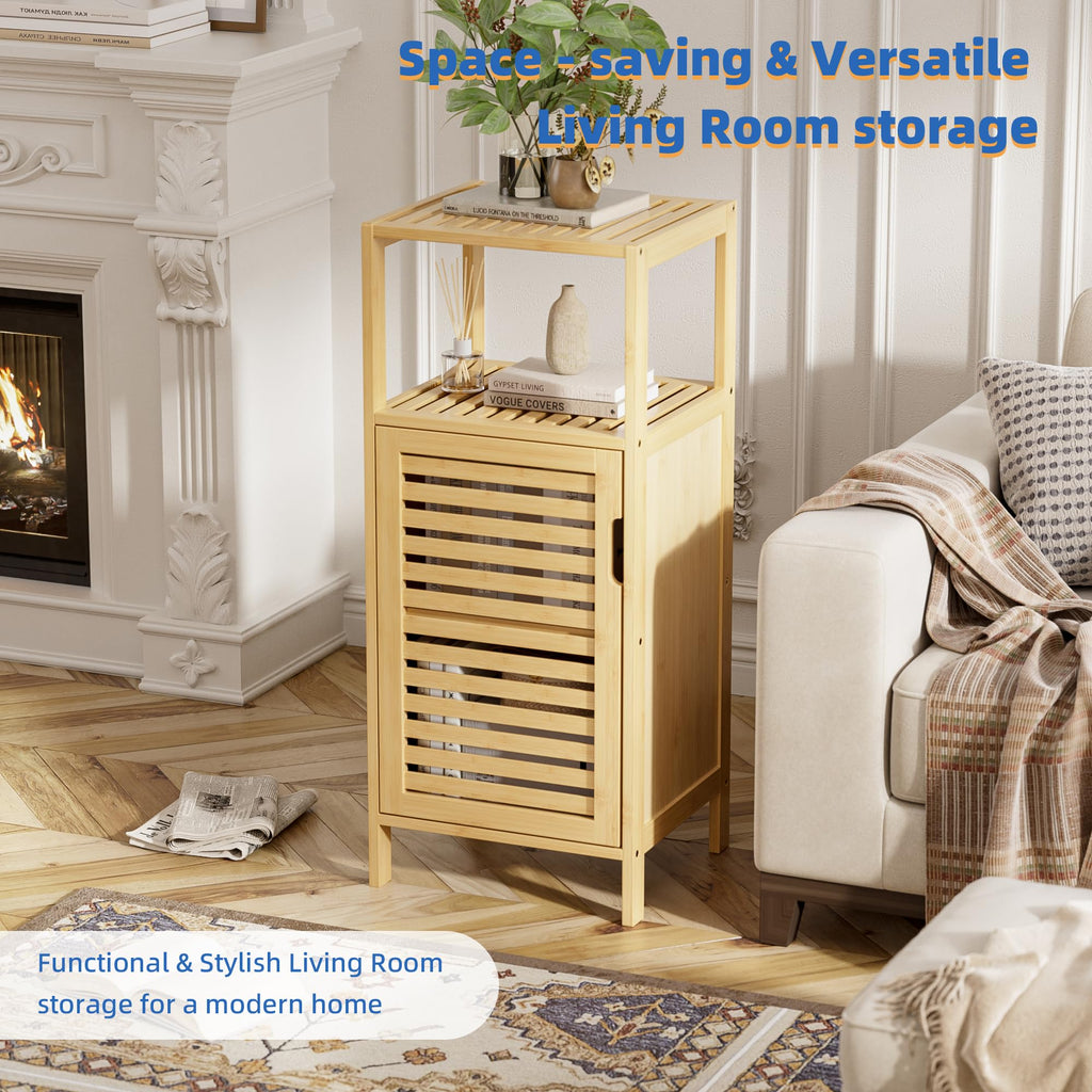 HITNET Bamboo Bathroom Cabinet – 4-Tier Slim Freestanding Floor Organizer