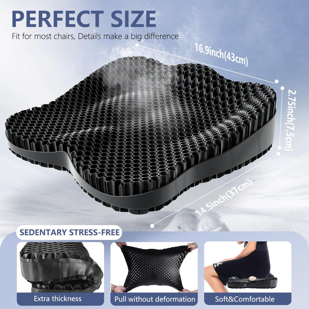 Tsmertor Gel Seat Cushion – Ergonomic Orthopedic Pad for Sciatica Relief