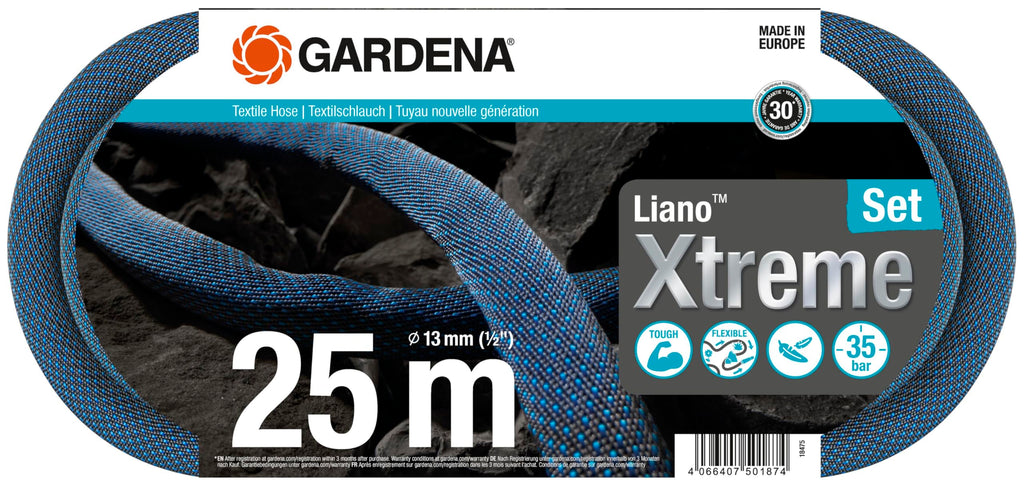 Gardena Liano Xtreme Textile Garden Hose Set | 25m, 1/2 Inch
