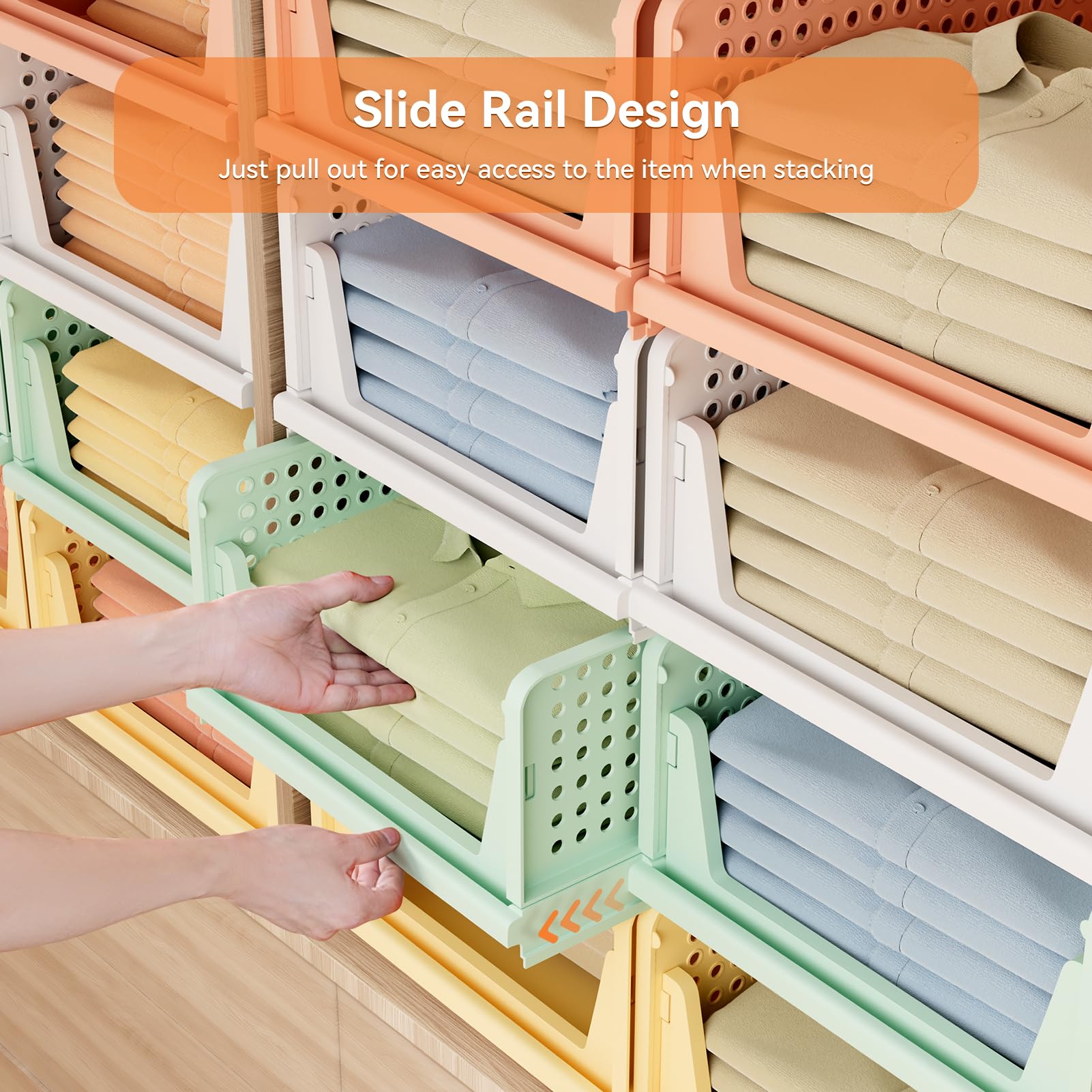 BTGGG 8 Pack Stackable Wardrobe Storage Drawers – Plastic Closet Organiser