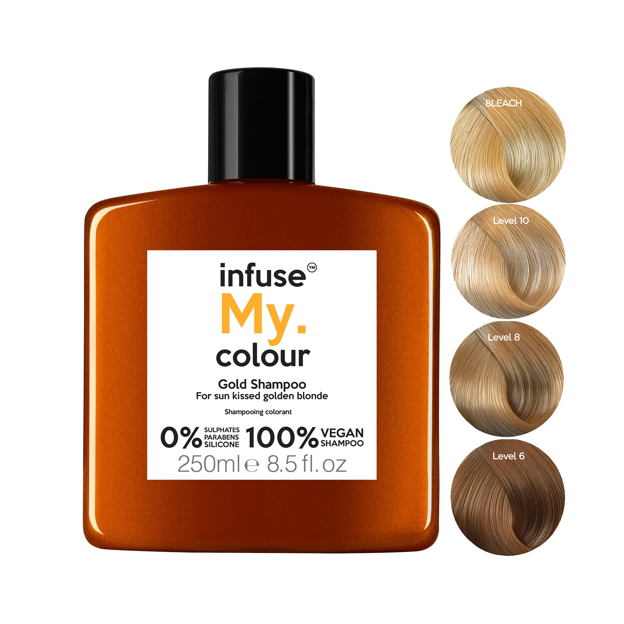 Infuse My. Colour Gold Shampoo – Vegan Hair Toner for Warm Tones 250ml