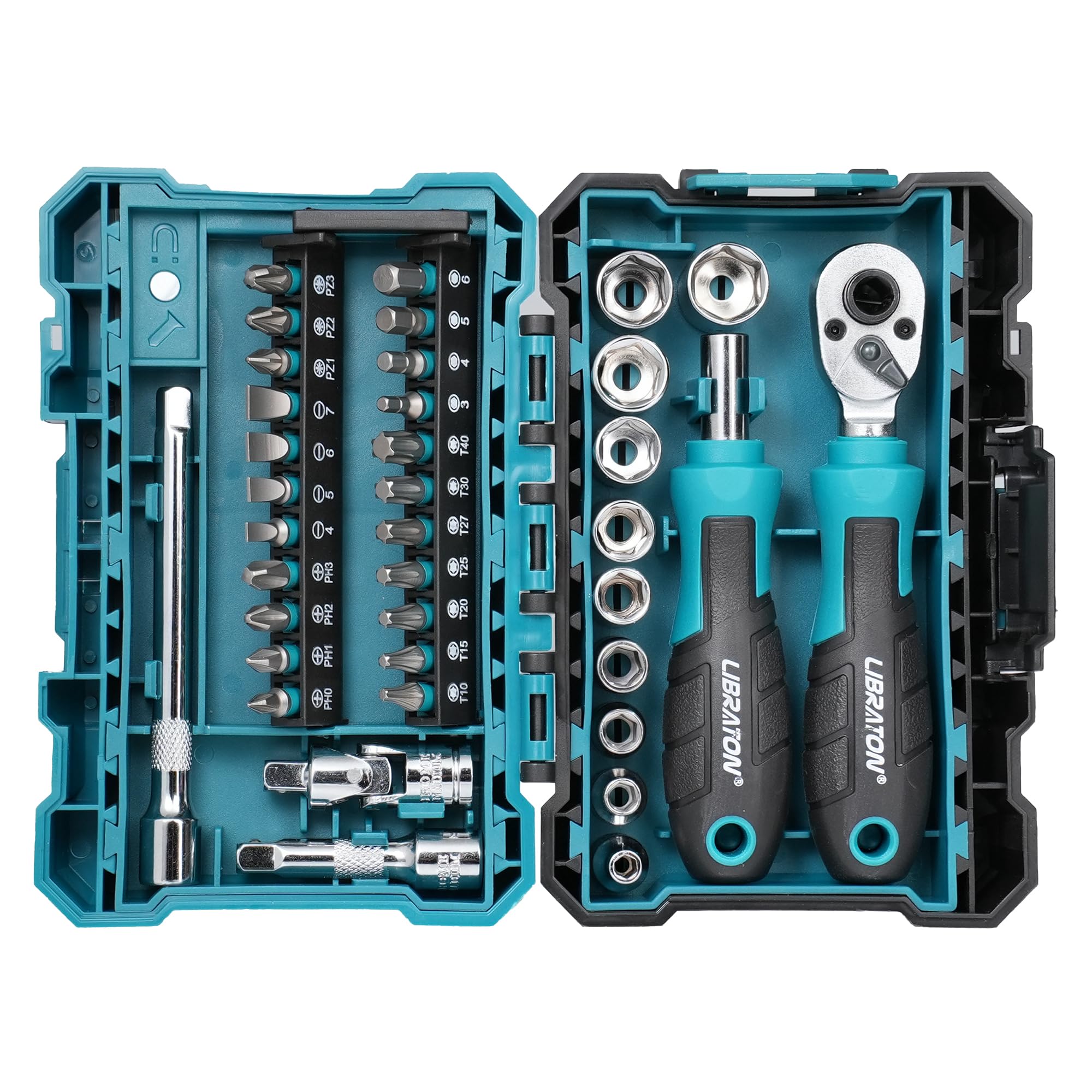 Libraton 37-Piece 1/4" Drive Mini Socket and Ratchet Wrench Set