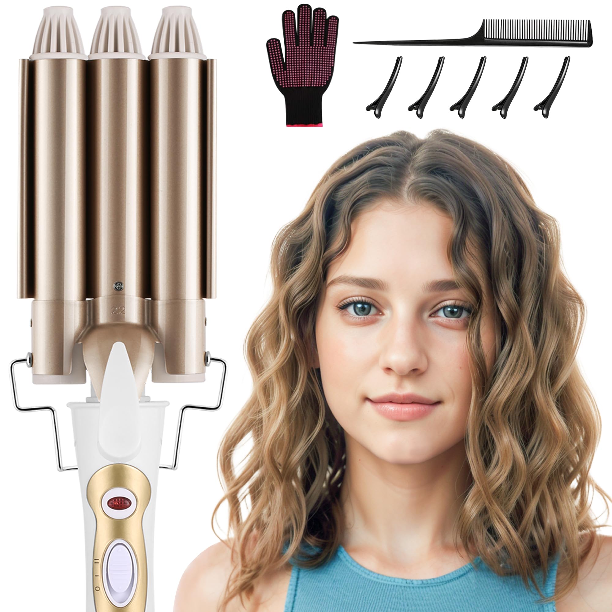 DazSpirit 3 Barrel Hair Waver | 22mm Ceramic Mermaid Hair Curler