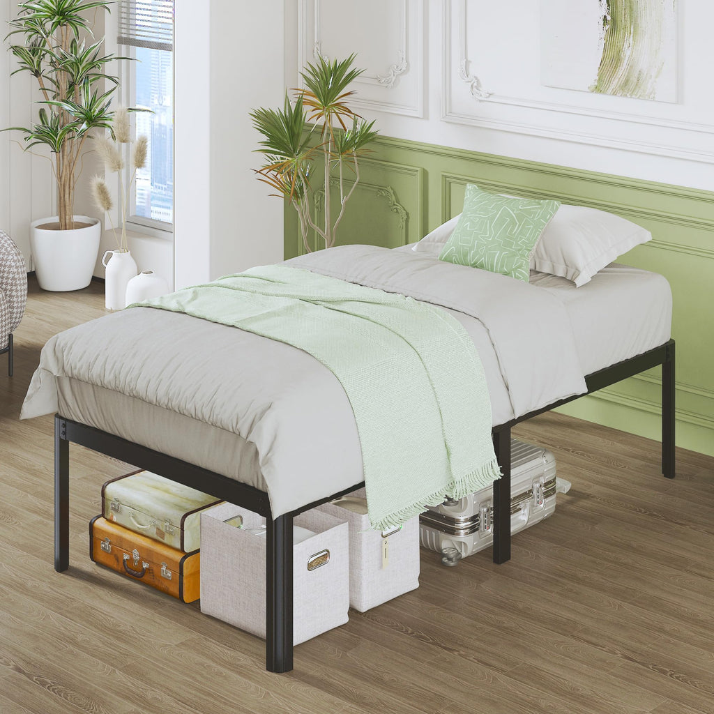 Lutown-Teen 2ft6 Small Single Metal Bed Frame – Heavy Duty 46cm High