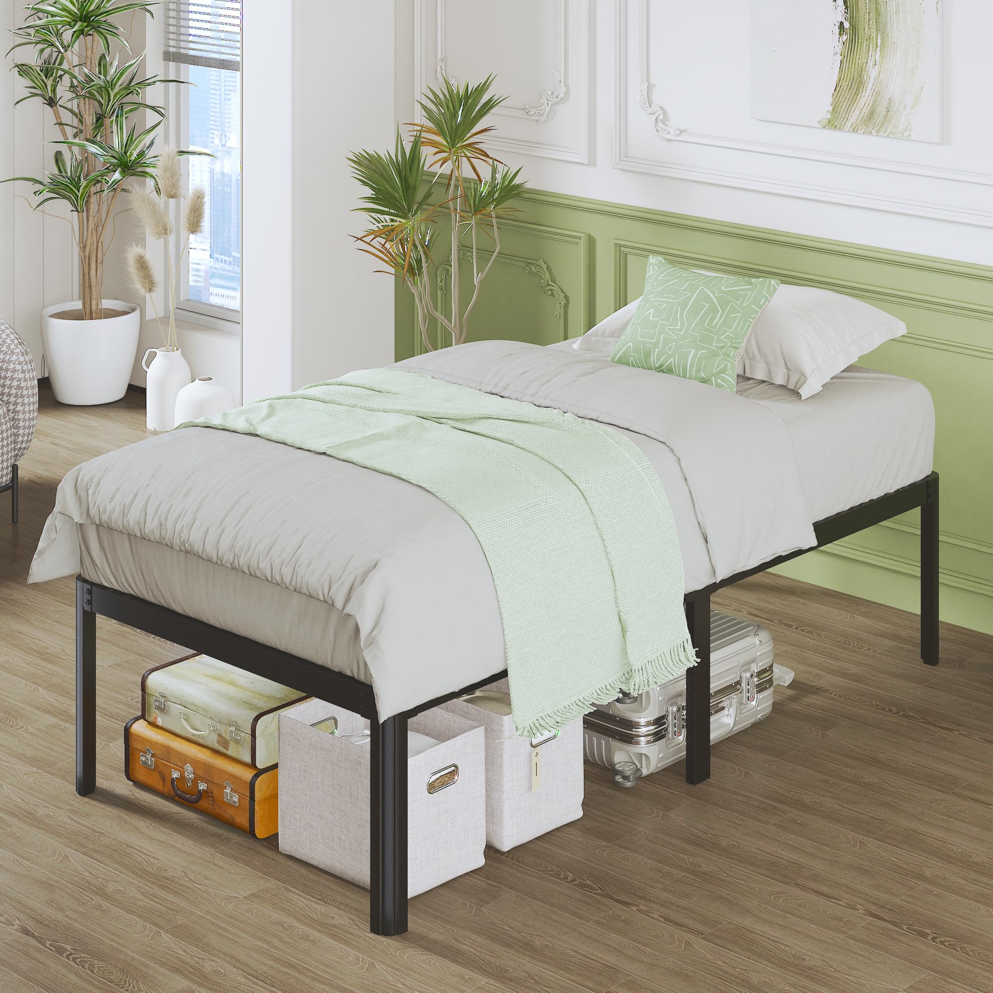 Lutown-Teen 2ft6 Small Single Metal Bed Frame – Heavy Duty 46cm High